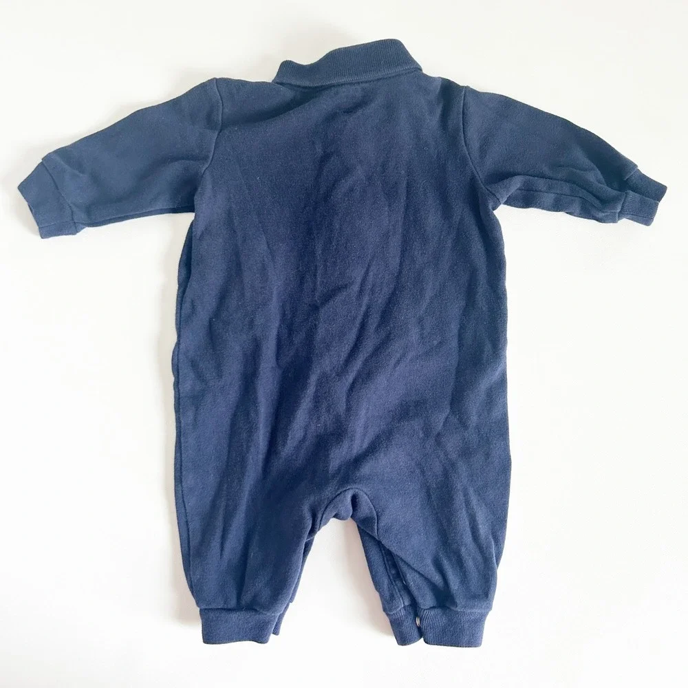 Ralph‎ Lauren Baby Boys Navy Multi Pony Embroidery Preppy Polo Romper Size 3M